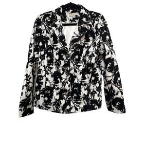 Laura Ashley Women’s Black White Floral Blazer Size M Career Business Chic EUC